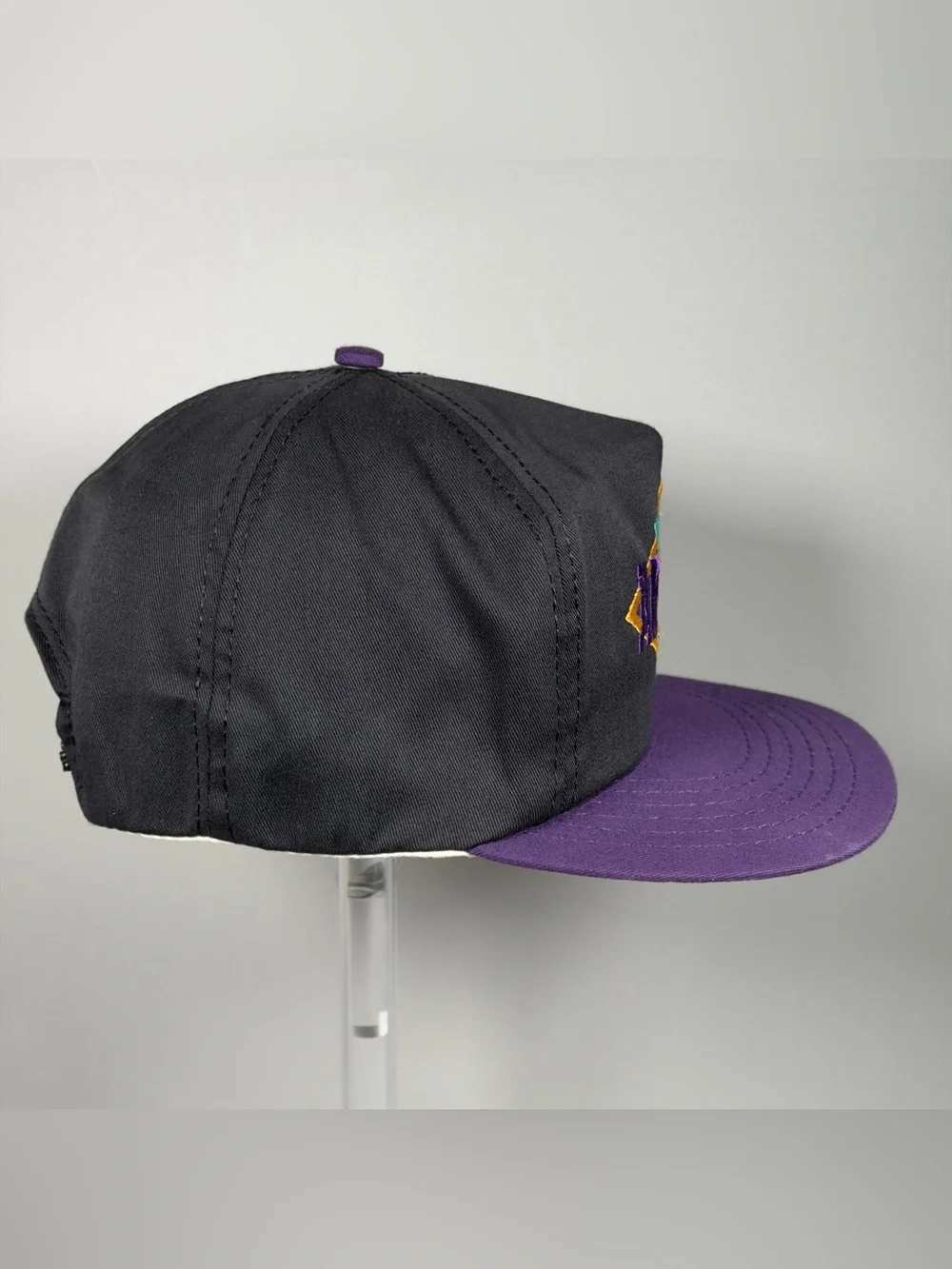 Vintage 90s Arkansas State Snapback Hat Cap Made in USA Black Purple Union Made
